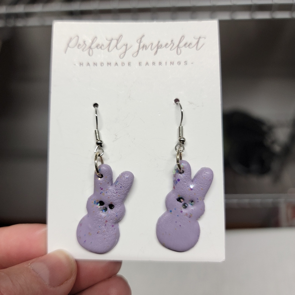 Purple Peeps Bunny Earrings